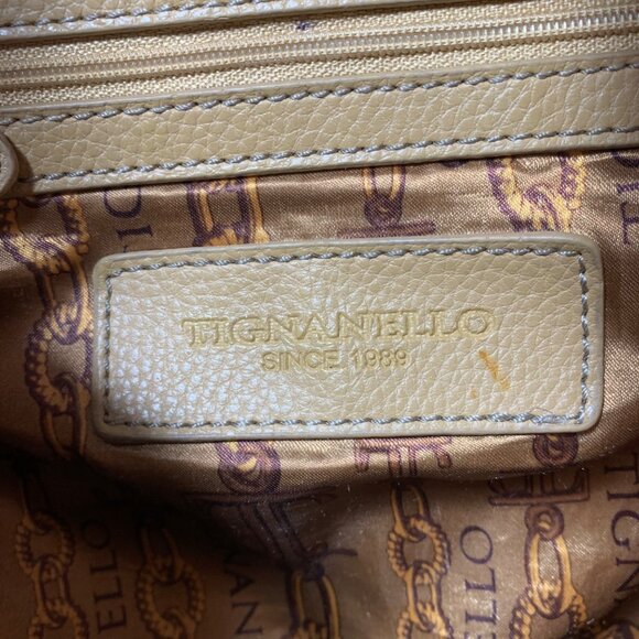 TIGNANELLO Camel Tan Leather Zipper Magnetic Closure Hobo Saddle Shoulder Bag - Picture 11 of 14